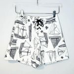 Tory Burch Adrift Sailboat Print Ivory Blue Shorts Skort Size 24 Photo 1