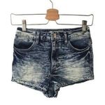 Almost Famous Crave Fame High Waist Faded Denim Jean Short Blue Womens Size 1/25 Photo 0