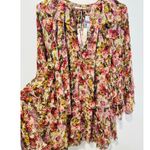 NWT DǑEN Women's Pink Floral Idette Tiered Ruffle Silk Photo 5