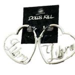 Dolls Kill Libra Horoscope Heart Dangle Women’s Earrings Silver Round Punk NWT Photo 0