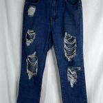 SheIn Denim Blue Jeans Baggy Ripped High Rise Boyfriend Style Size Large Photo 6