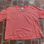CAbi size small Poolside Orange & white puffy sleeves striped top summer relaxed Photo 0