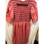 Moodie Womens Dress Size L Pink Smocked Puff Sleeve‎ Midi Casual Size L Photo 1