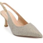 De Blossom Collection  Rhinestone Silver Nude Shimmer Heels. Photo 8