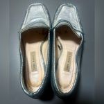ZARA  Shimmery Silver Leather Square Toe Loafers Photo 6
