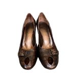 Franco Sarto Brown/Bronze Leather with snakeskin pattern pumps with peep toe 8M Photo 1