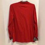 COOFANDY BRAND RED POLO SHIRT 3 BUTTONS DOWN CENTER GREY RED WHITE PLAID ACCENTS Photo 3