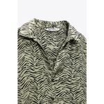 ZARA  Satin Oversized Animal Print Button Down Top Photo 3