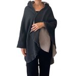 VINTAGE Wool Blend Cape Hood Black Taupe Made in Italy One Size Size undefined Photo 1