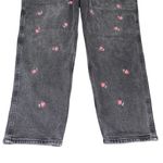 Hollister  Curvy High Rise Mom Jeans Black Floral Embroidered Size 15 / 32 x 27 Photo 4