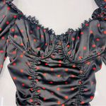 For Love & Lemons Melrose Polka Dot Dress Black Red Ruched Satin Blogger Fave Photo 4