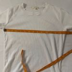 Leallo White Ribbed Fitted Crew Neck Cap Sleeve Shirt Size M Cotton Minimalist Size M Photo 5