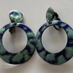 Vintage Acrylic Hoop Women’s Earrings with Blend of Green Dangle Round Sz 1.5” Blue Photo 6