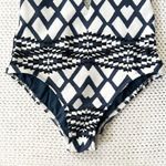Seafolly Australia Blue White Black Modern Tribe Deep V Neck Maillot One Piece Photo 6
