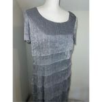 Women’s Metallic Tinsel Silver Shift Tiered Dress 10 Photo 1