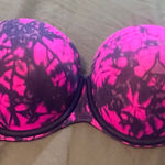 PINK - Victoria's Secret  Strapless Bra Hot Pink Black Tie Dye 34D‎ Photo 0