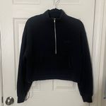 Set Active  Black Half-Zip Cropped Sweatshirt Kangaroo Pocket Size Small Photo 1