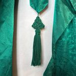Victoria's Secret Vintage 80s  Robe L Gold Label Satin Long Emerald Jacquard Korea Photo 7