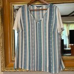 Bloomchic Blue & White Striped Top - Size 12 (L) Photo 0