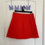 ZARA EUC | women’s bright orange tweed distressed hem miniskirt — XS Photo 3