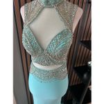 Homecoming or prom dress mint green size 0 fancy with rhinestones sleeveless lon Photo 1