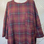 ZARA  Dress Plaid Oversized Short Sleeve T-Shirt Red‎ Check Dress Size Medium Photo 4
