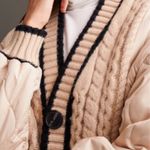 Boutique  Beige Quilted Cardigan Photo 4
