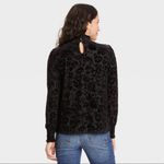 Knox Rose  Long Sleeve Mock Turtleneck Velour Floral Blouse Photo 1