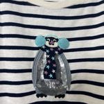 Talbots NWOT PLUS women’s cream navy sequin penguin decal long sleeve shirt 1X Photo 2