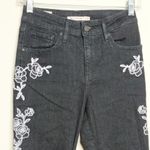 Levi's 721 Embroidered Skinny Jeans Black White Floral Skinny Slim Fit 26 Photo 1