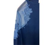 Free People Women M top blue Daniella embroidered long sleeves illusion shirt Photo 5