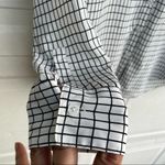 EXPRESS  Womens Shirt White Black Grid Print Portofino Slim Fit Long Sleeve Small Photo 8