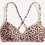 J.Crew Womens Cross Back French Bikini Swim Top Leopard Print Brown 3X Photo 0