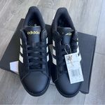 Adidas Women’s Grand Court 2.0 Black Sneakers with White Stripes 8 Photo 0