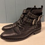 Ted Baker Women Size 8.5 Kelanaa Lace Up Studded Biker Moto Boots Black Combat Photo 1