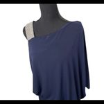 #130 JACKIE JON navy one shoulder cocktail dress Blue Size 12 Photo 2