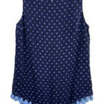 Sail To Sable  Silk Navy Polka Dot Fringe Tank Sleeveless Blouse Size XXS Photo 0