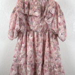 Lush Clothing LUSH Pink Floral Ruffle Cold Shoulder Mini Dress Women's Size L Photo 0
