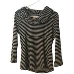 Aventura Womens Pullover Cowl neck Long Sleeve Casual To Black‎ Stripes Medium Black Photo 3