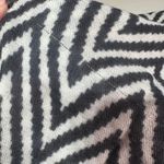 100% Merino Wool Scarf Black White Orange Chevron Print Made in Kashmir India Photo 4