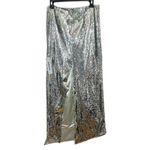 ZAFFORI silver sequin shiny diagonal maxi skirt XS Photo 3