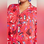 Anthropologie  Maeve Rory Tie-Neck Blouse Heels Print 3/4 Sleeves Button Up‎ 16W Photo 1