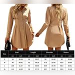 NEW Casual Khaki Tan Long Sleeve Button Front Shirt Dress Size L Photo 5