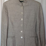 Ralph Lauren Vintage Linen Tweed Blazer Women's 12 Light Cream/Green Photo 0