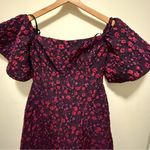 Jill Stuart Jill  Jacquard Floral Jacquard Off Shoulder Dress Red Violet Photo 6