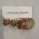 Gold Hoop and Pearl Earring Set Photo 0