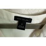 Ann Taylor  Womens Medium Cream Henley Top Blouse Boxy Short Sleeve Career Travel Photo 2