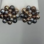 Vintage Vogue mixed metals beaded clip earrings. Silver Photo 5