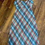 bcbg max azria y2k plaid dress spring boho 90s light blue classic designer Photo 0