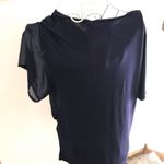 ZARA  navy blue short sleeve  top with zipper detail size large Photo 4